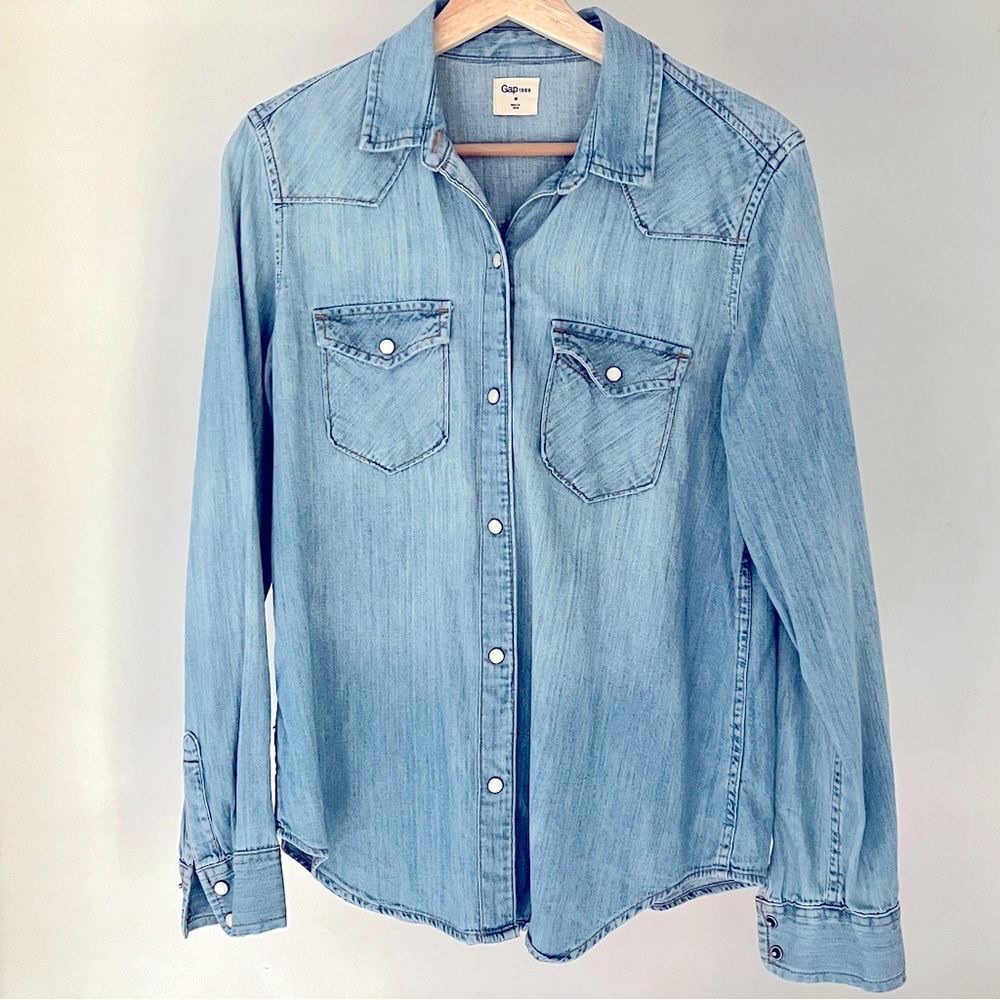 GAP Light Blue Denim Button-Down Shirt